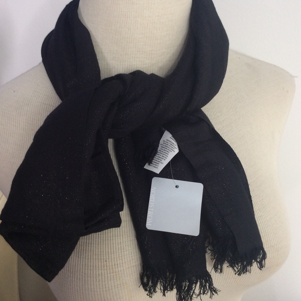Womens shawl scarf Black Metallic nordstrom NEW